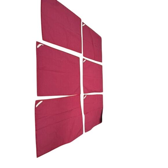 "Lauren Ralph Lauren" Set of 7 Fabric Red/Burgundy Napkins 19" x 20" Washed - Picture 3 of 7